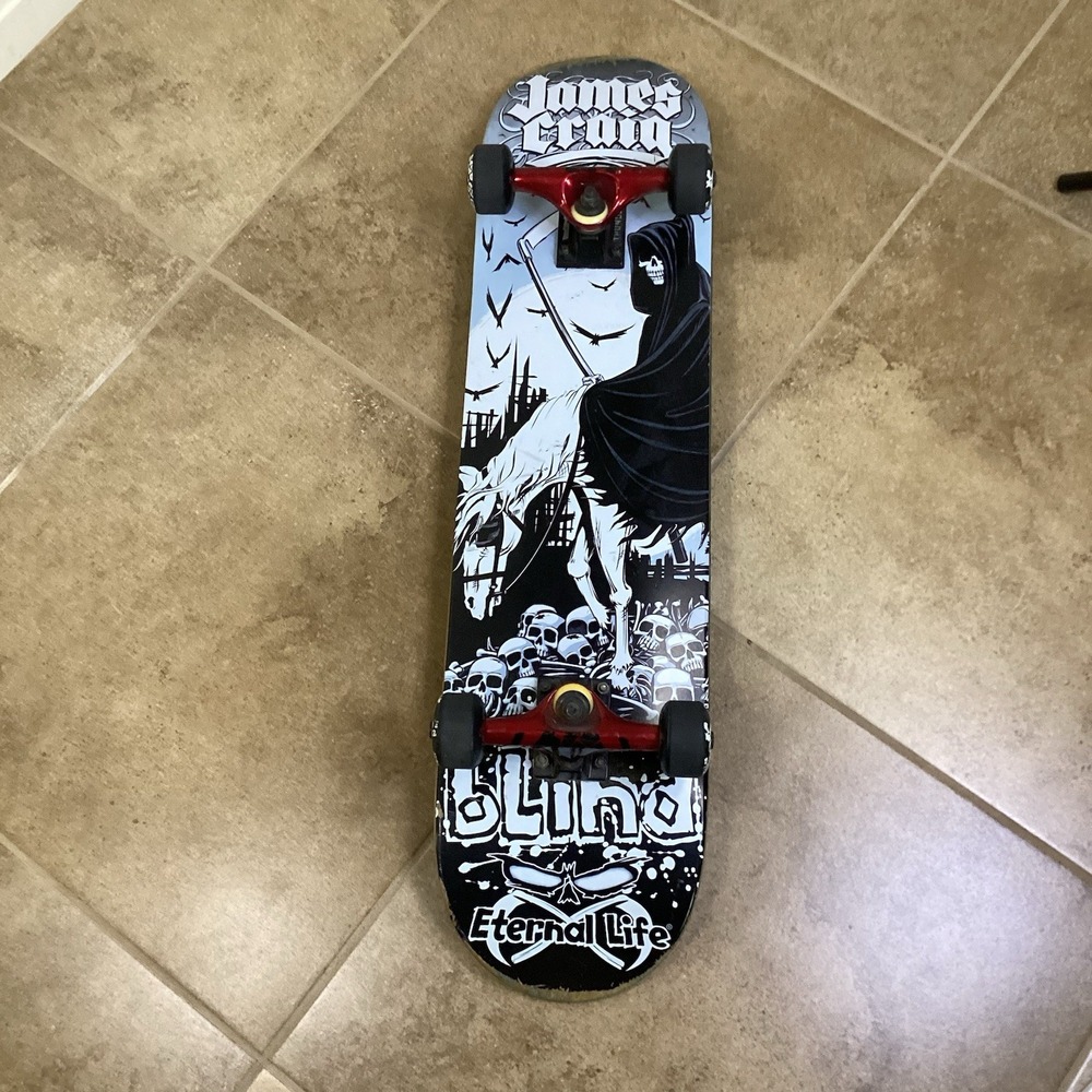 VTG RARE Y2K James Craig Blind Reaper Skateboard Complete Spitfire Thunder Black